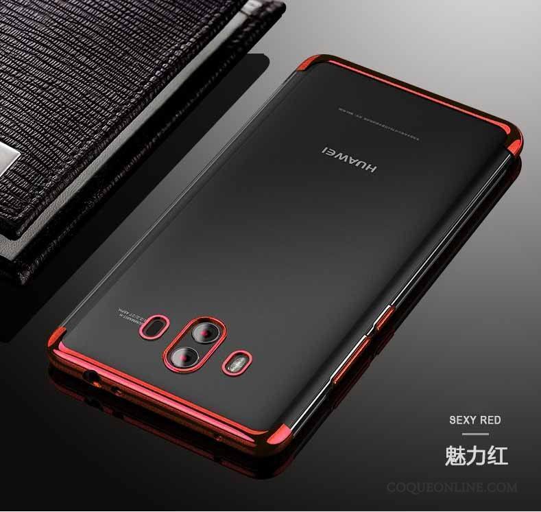 Huawei Mate 10 Pro Coque Fluide Doux Rouge Silicone Transparent Marque De Tendance Étui Placage