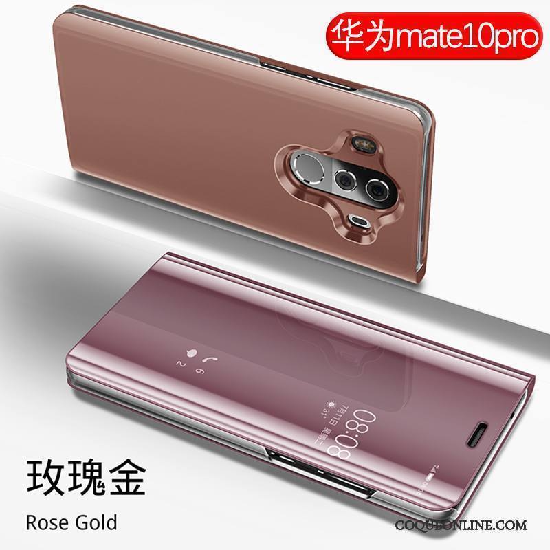 Huawei Mate 10 Pro Coque Housse Étui En Cuir Incassable Miroir Protection Tout Compris Violet