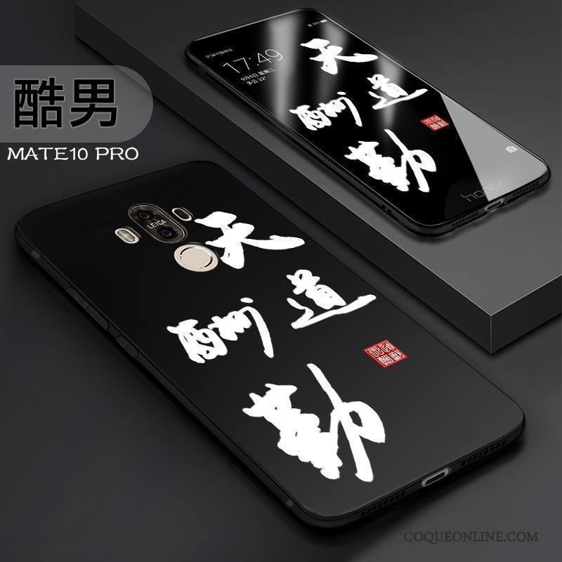 Huawei Mate 10 Pro Coque Incassable Protection Délavé En Daim Fluide Doux Tout Compris Étui Noir