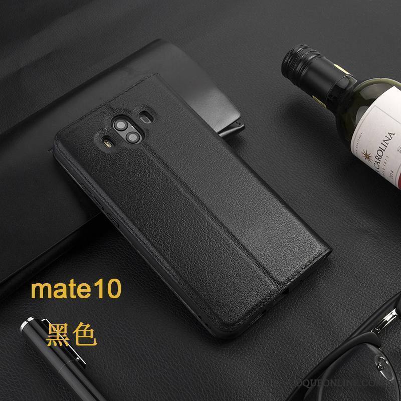 Huawei Mate 10 Pro Cuir Véritable Housse Tout Compris Coque De Téléphone Incassable Noir Business