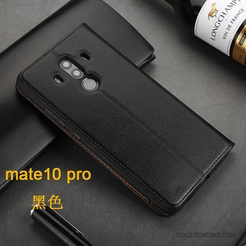 Huawei Mate 10 Pro Cuir Véritable Housse Tout Compris Coque De Téléphone Incassable Noir Business