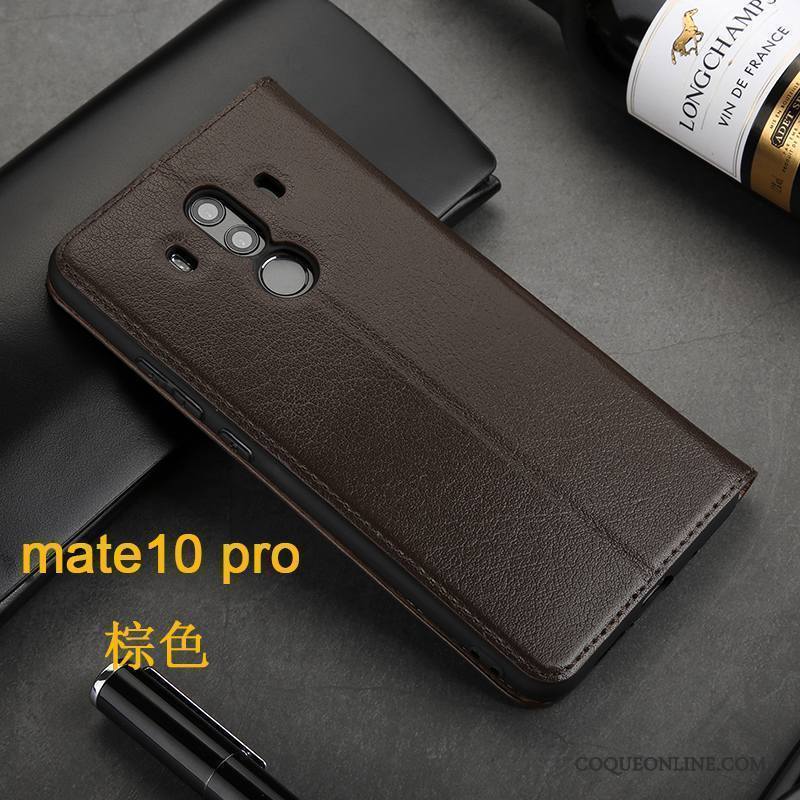 Huawei Mate 10 Pro Cuir Véritable Housse Tout Compris Coque De Téléphone Incassable Noir Business