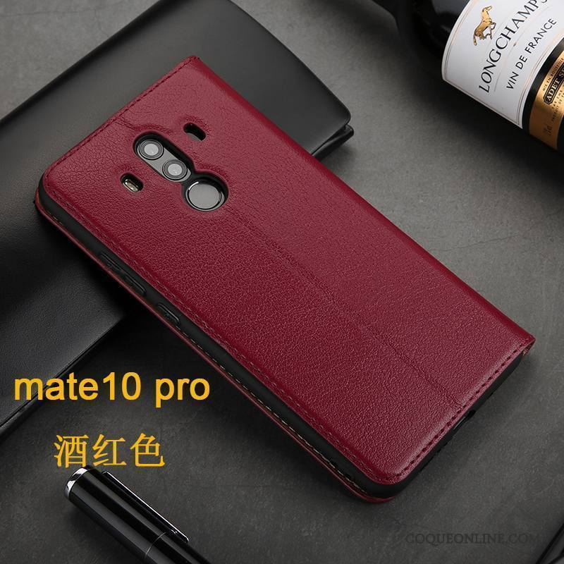 Huawei Mate 10 Pro Cuir Véritable Housse Tout Compris Coque De Téléphone Incassable Noir Business