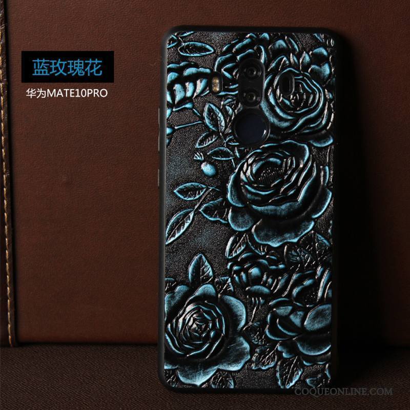 Huawei Mate 10 Pro Cuir Véritable Téléphone Portable Vintage Noir Coque De Téléphone Étui Incassable