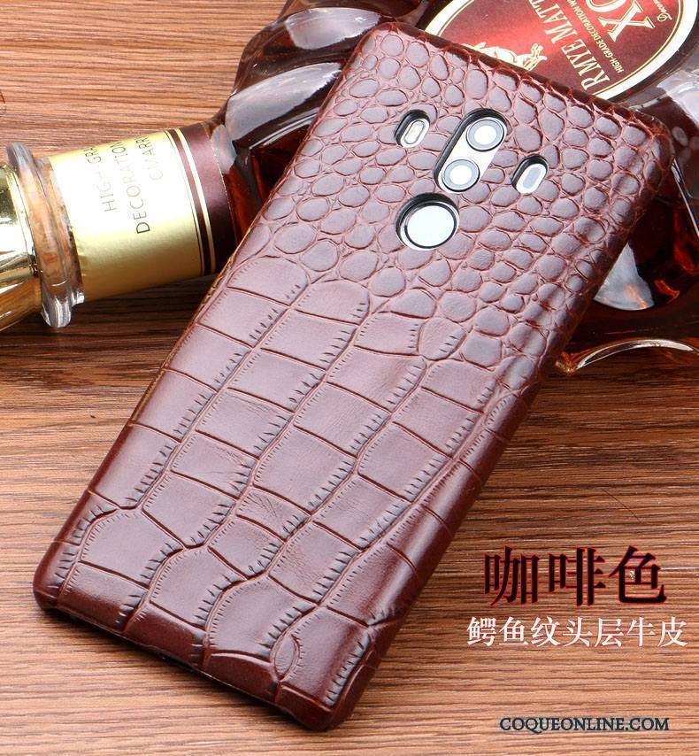 Huawei Mate 10 Pro Protection Étui En Cuir Marron Incassable Résistant À L'usure Personnalité Coque De Téléphone