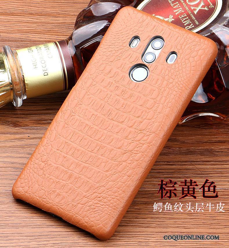 Huawei Mate 10 Pro Protection Étui En Cuir Marron Incassable Résistant À L'usure Personnalité Coque De Téléphone