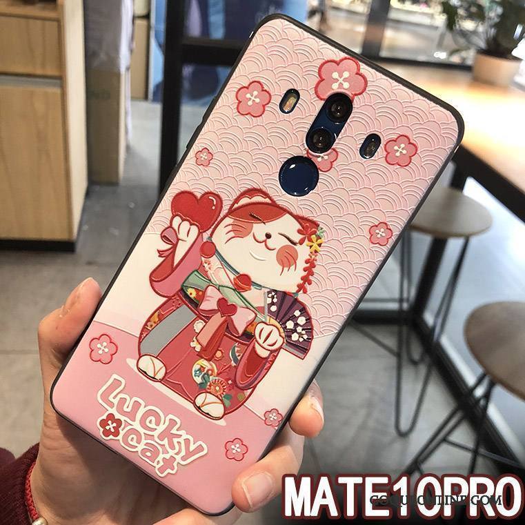 Huawei Mate 10 Pro Rouge Coque Chat Fluide Doux Richesse Tendance De Téléphone
