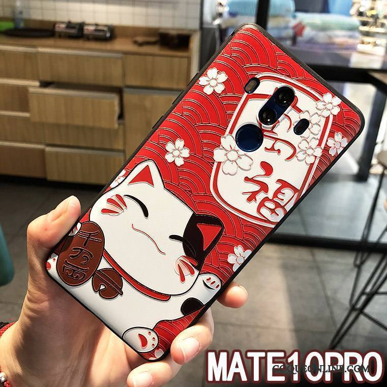 Huawei Mate 10 Pro Rouge Coque Chat Fluide Doux Richesse Tendance De Téléphone
