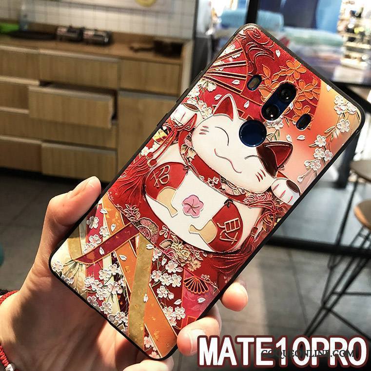 Huawei Mate 10 Pro Rouge Coque Chat Fluide Doux Richesse Tendance De Téléphone