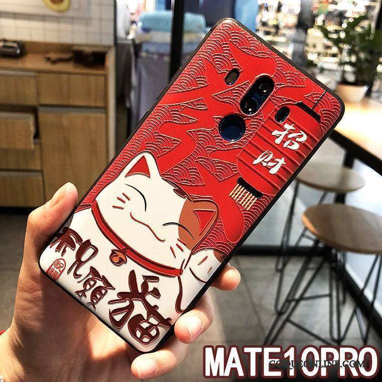 Huawei Mate 10 Pro Rouge Coque Chat Fluide Doux Richesse Tendance De Téléphone