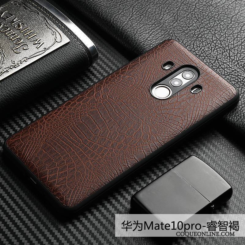 Huawei Mate 10 Pro Tout Compris Qualité Étui En Cuir Business Crocodile Incassable Coque De Téléphone