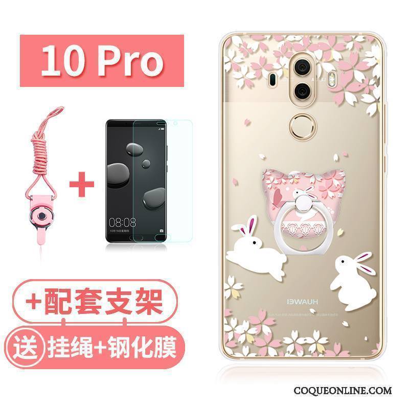 Huawei Mate 10 Pro Transparent Silicone Tout Compris Rose Étui Coque De Téléphone Lapin