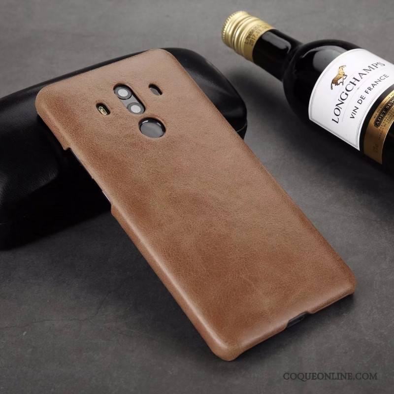 Huawei Mate 10 Pro Vintage Coque De Téléphone Étui Protection Délavé En Daim Cuir Véritable Étui En Cuir