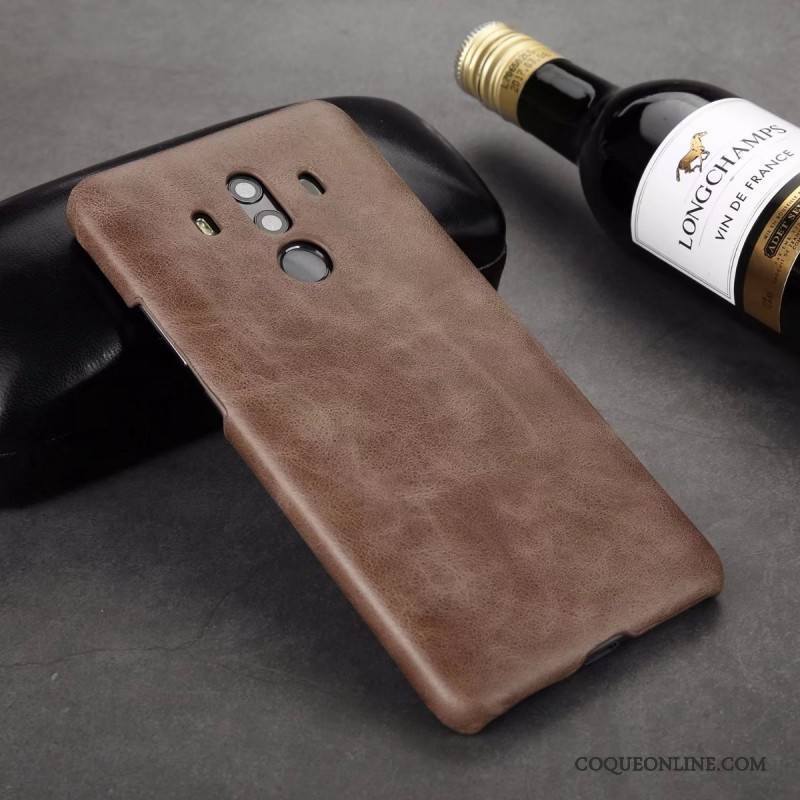 Huawei Mate 10 Pro Vintage Coque De Téléphone Étui Protection Délavé En Daim Cuir Véritable Étui En Cuir