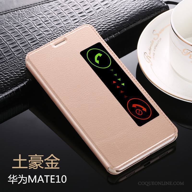 Huawei Mate 10 Protection Étui En Cuir Coque De Téléphone Incassable Rouge Support Dormance