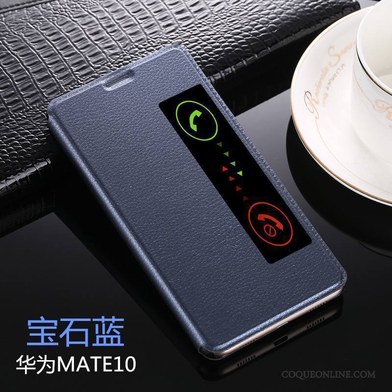 Huawei Mate 10 Protection Étui En Cuir Coque De Téléphone Incassable Rouge Support Dormance