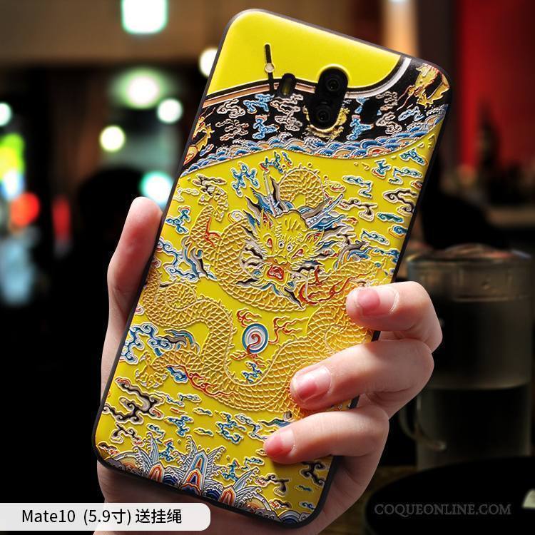 Huawei Mate 10 Silicone Protection Incassable Coque De Téléphone Jaune Amoureux Ornements Suspendus