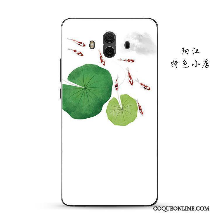 Huawei Mate 10 Style Chinois Coque De Téléphone Vert Clair Fluide Doux Silicone Incassable