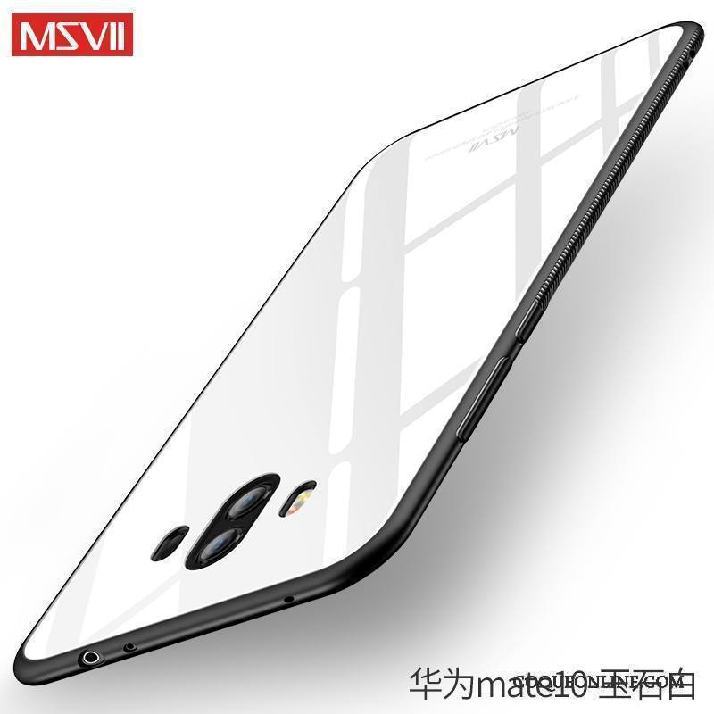 Huawei Mate 10 Tout Compris Verre Trempé Légère Couvercle Arrière Silicone Noir Coque De Téléphone