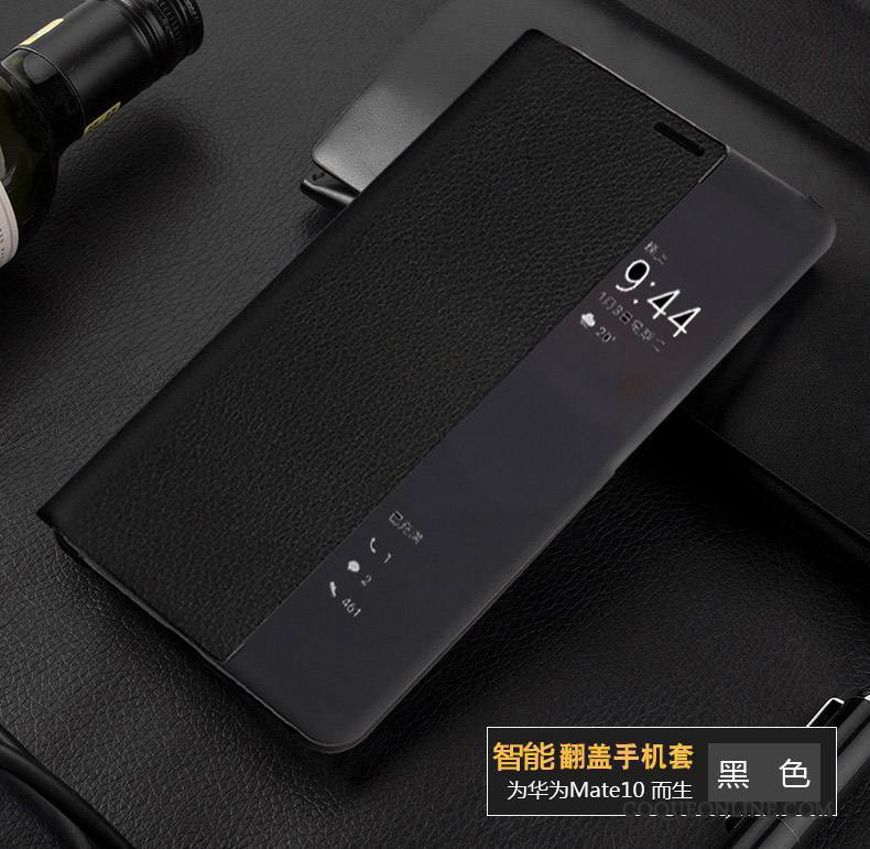 Huawei Mate 10 Étui En Cuir Très Mince Clamshell Incassable Coque De Téléphone Protection Tout Compris