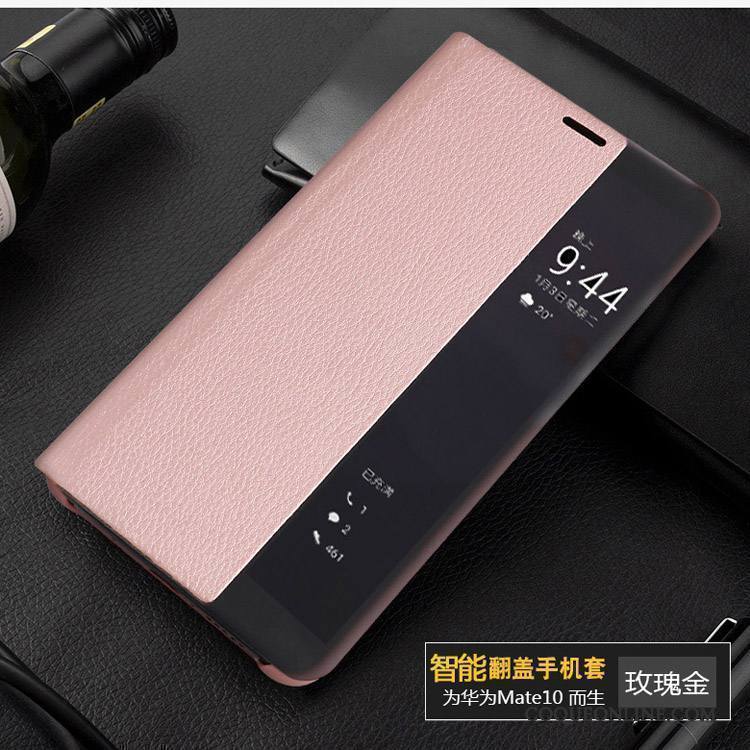 Huawei Mate 10 Étui En Cuir Très Mince Clamshell Incassable Coque De Téléphone Protection Tout Compris