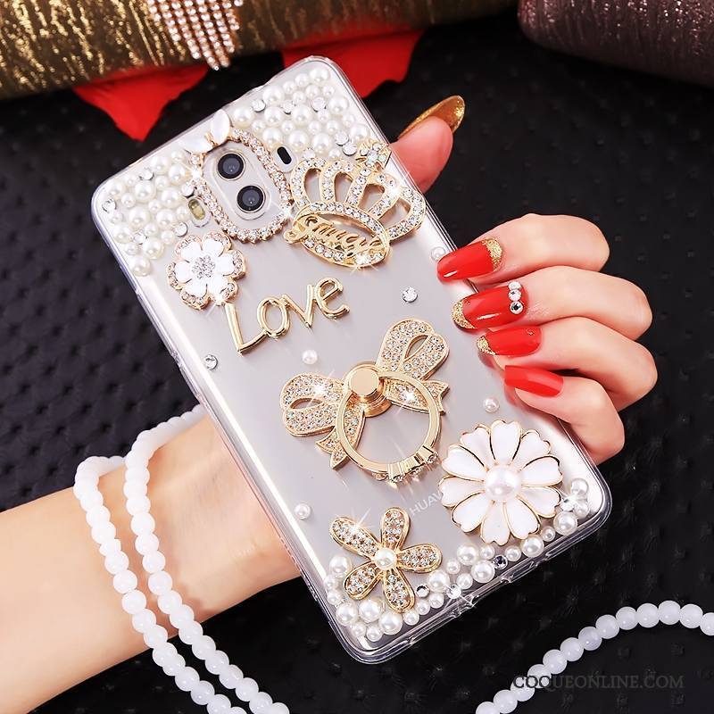 Huawei Mate 10 Étui Fluide Doux Or Coque De Téléphone Incassable Tendance Strass