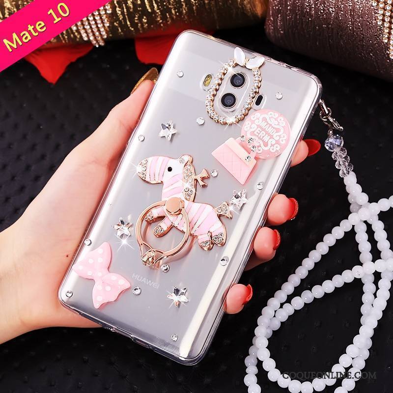 Huawei Mate 10 Étui Fluide Doux Or Coque De Téléphone Incassable Tendance Strass