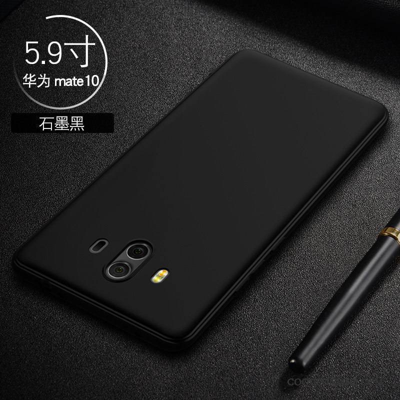 Huawei Mate 10 Étui Noir Fluide Doux Délavé En Daim Incassable Coque Très Mince