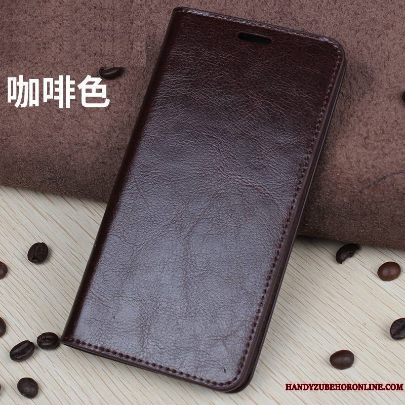 Huawei Mate 20 Lite Coque De Téléphone Cuir Housse Étui En Cuir Incassable Cuir Véritable Noir