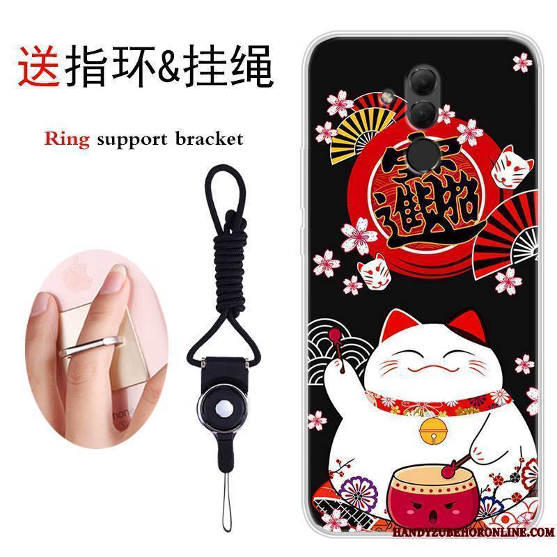 Huawei Mate 20 Lite Coque Dessin Animé Étui Tendance Chat Fluide Doux Créatif Noir