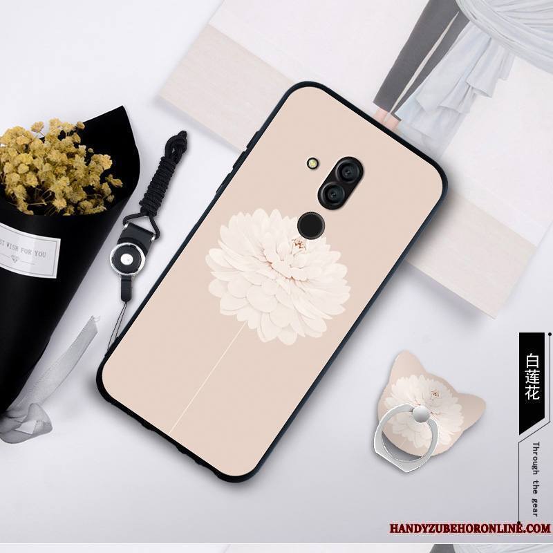 Huawei Mate 20 Lite Coque Tempérer Fluide Doux Anneau Membrane Jaune Incassable Étui