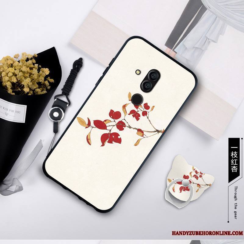 Huawei Mate 20 Lite Coque Tempérer Fluide Doux Anneau Membrane Jaune Incassable Étui