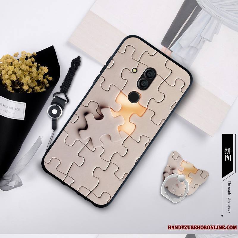 Huawei Mate 20 Lite Coque Tempérer Fluide Doux Anneau Membrane Jaune Incassable Étui