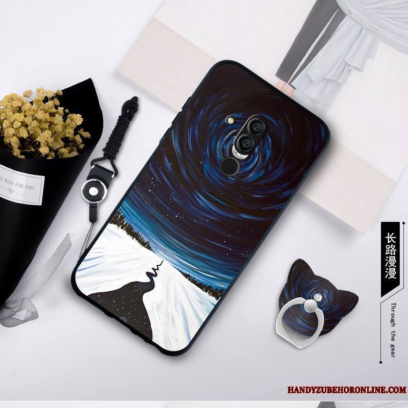 Huawei Mate 20 Lite Coque Tempérer Fluide Doux Anneau Membrane Jaune Incassable Étui