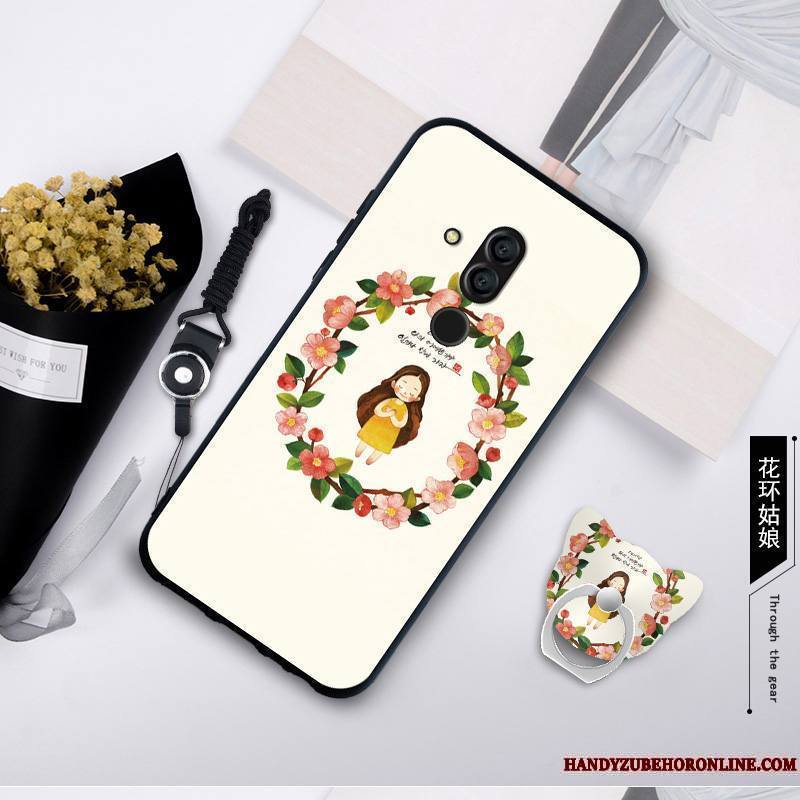 Huawei Mate 20 Lite Coque Tempérer Fluide Doux Anneau Membrane Jaune Incassable Étui