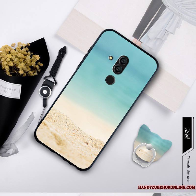 Huawei Mate 20 Lite Coque Tempérer Fluide Doux Anneau Membrane Jaune Incassable Étui