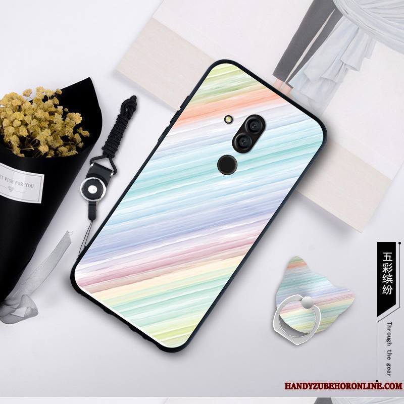 Huawei Mate 20 Lite Coque Tempérer Fluide Doux Anneau Membrane Jaune Incassable Étui