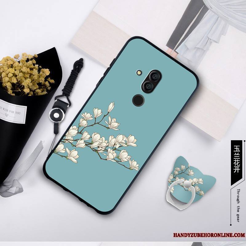 Huawei Mate 20 Lite Coque Tempérer Fluide Doux Anneau Membrane Jaune Incassable Étui