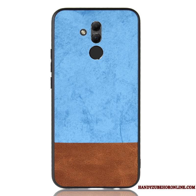 Huawei Mate 20 Lite Couture Couleurs Modèle Fleurie Coque Protection Fluide Doux Délavé En Daim Bleu