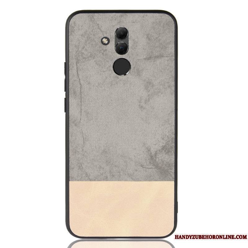 Huawei Mate 20 Lite Couture Couleurs Modèle Fleurie Coque Protection Fluide Doux Délavé En Daim Bleu