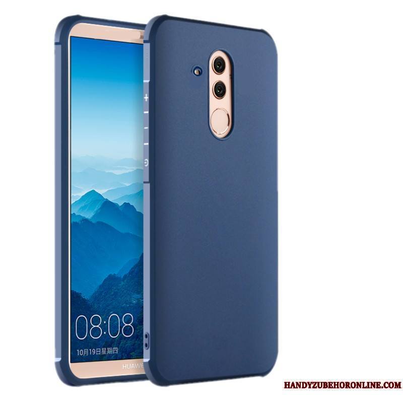 Huawei Mate 20 Lite Créatif Bordure Bleu Silicone Fluide Doux Coque Style Chinois