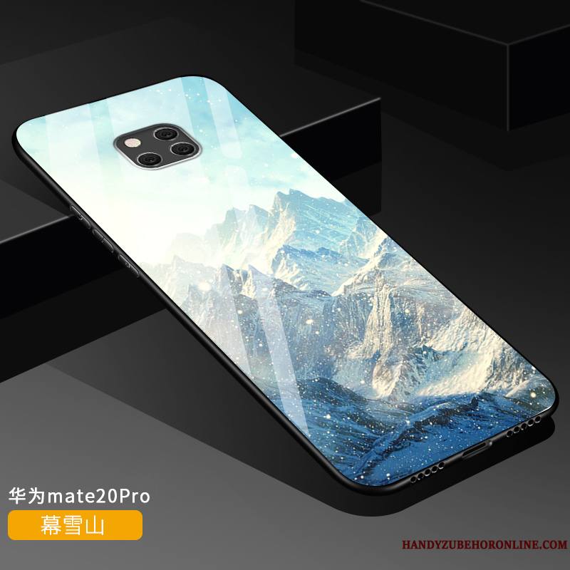 Huawei Mate 20 Pro Coque De Téléphone Bleu Personnalisé Miroir Silicone Verre Tout Compris