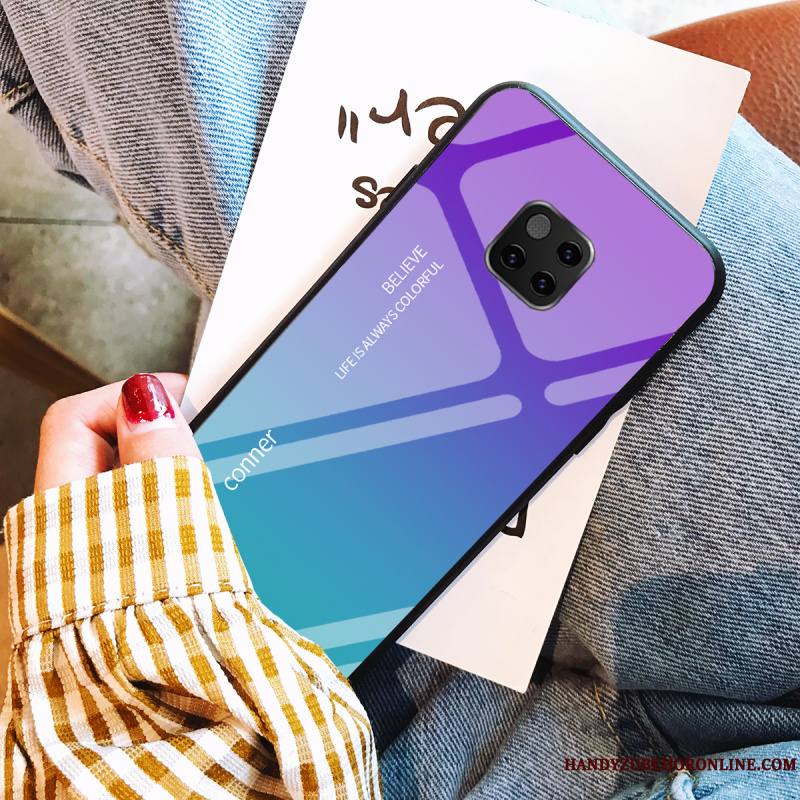 Huawei Mate 20 Pro Marque De Tendance Fluide Doux Coque De Téléphone Bleu Net Rouge Personnalité Élégant