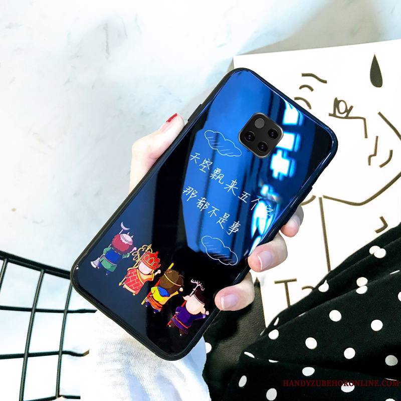 Huawei Mate 20 Pro Marque De Tendance Fluide Doux Coque De Téléphone Bleu Net Rouge Personnalité Élégant