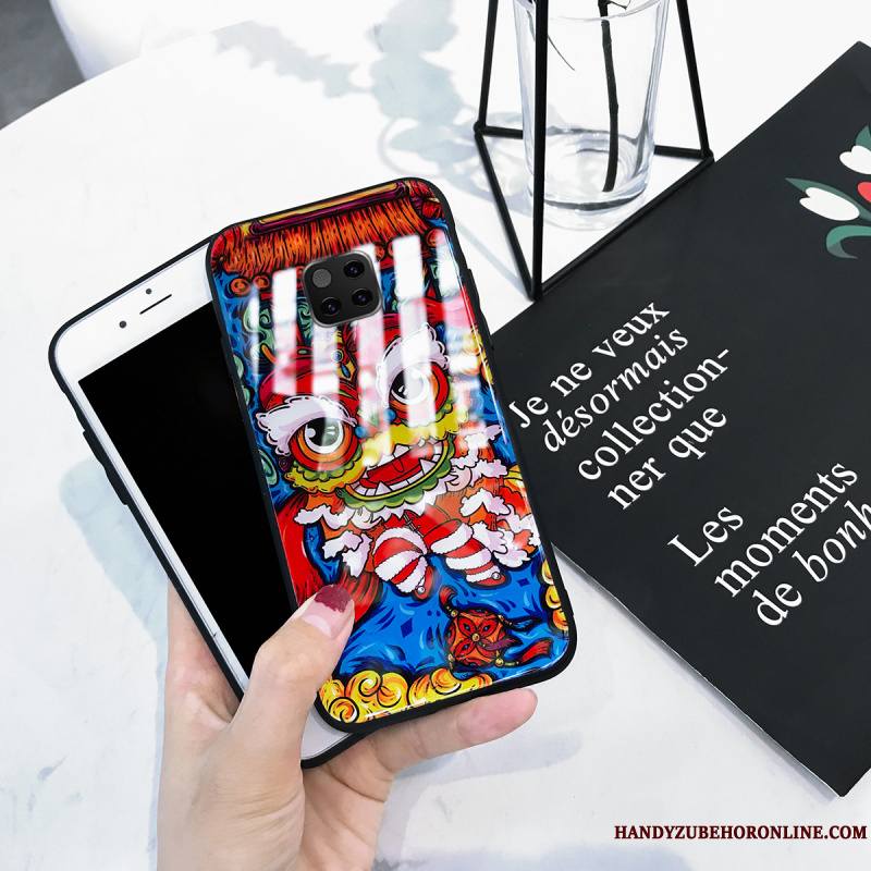 Huawei Mate 20 Pro Marque De Tendance Fluide Doux Coque De Téléphone Bleu Net Rouge Personnalité Élégant