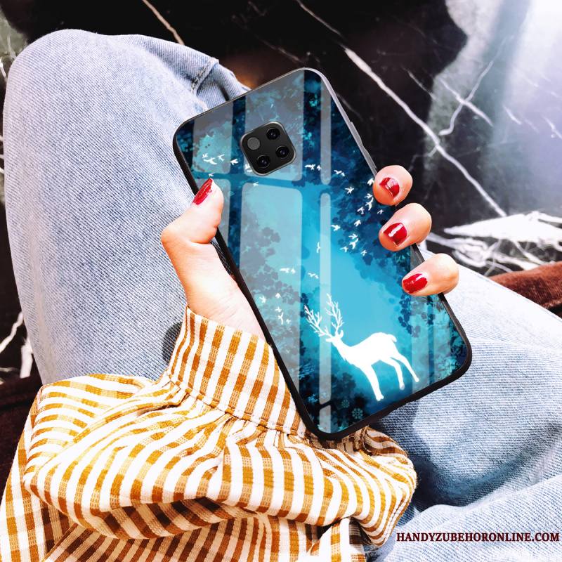 Huawei Mate 20 Pro Marque De Tendance Fluide Doux Coque De Téléphone Bleu Net Rouge Personnalité Élégant