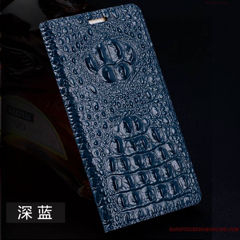 Huawei Mate 20 Pro Protection Étui Petit Housse Bleu Cuir Véritable Coque De Téléphone