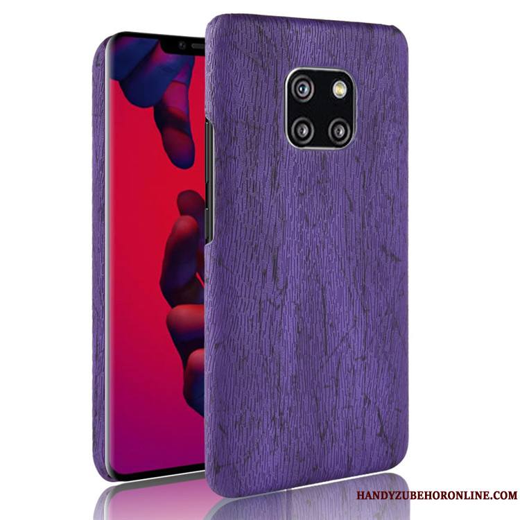 Huawei Mate 20 Rs Étui Coque De Téléphone Grain De Bois Protection Couvercle Arrière Difficile Rouge