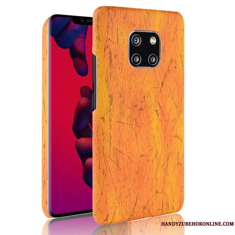 Huawei Mate 20 Rs Étui Coque De Téléphone Grain De Bois Protection Couvercle Arrière Difficile Rouge