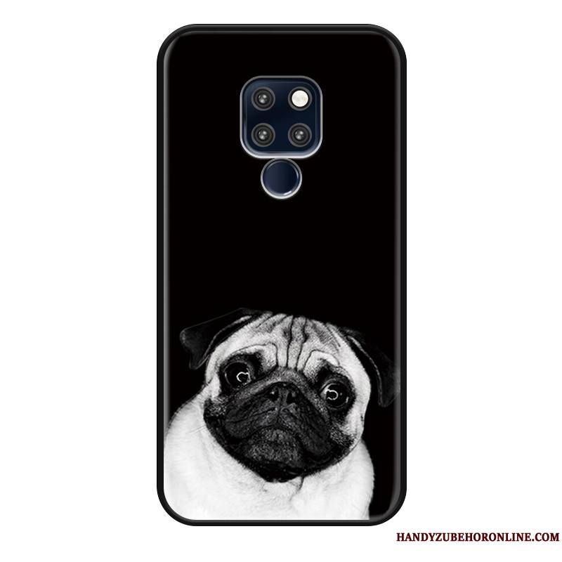 Huawei Mate 20 Rs Étui Délavé En Daim Charmant Noir Coque De Téléphone Chat Dessin Animé